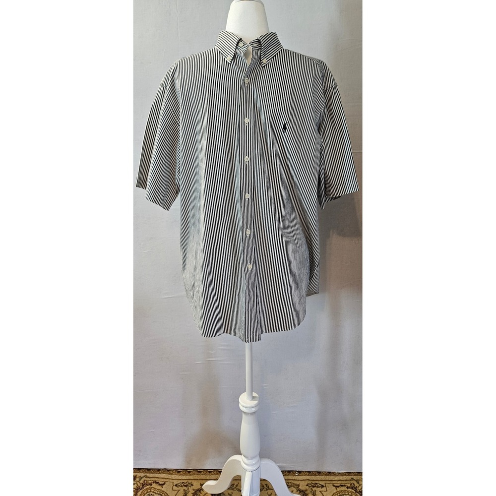 Ralph Lauren Mens XL Classic Fit Striped Short Sleeve Button Down Shirt